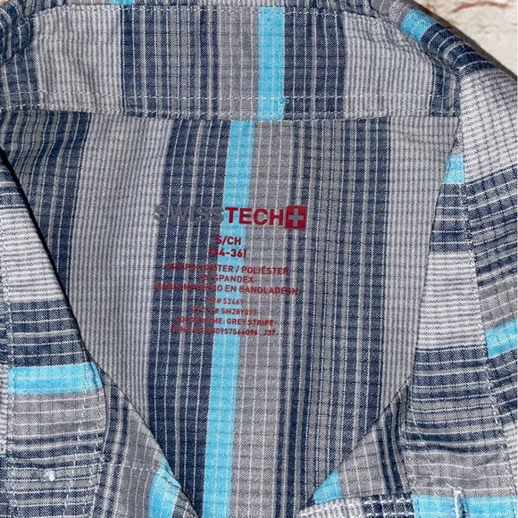 SwissTech Men’s Small Gray Blue Stripe Button Down Shirt - Picture 8 of 8